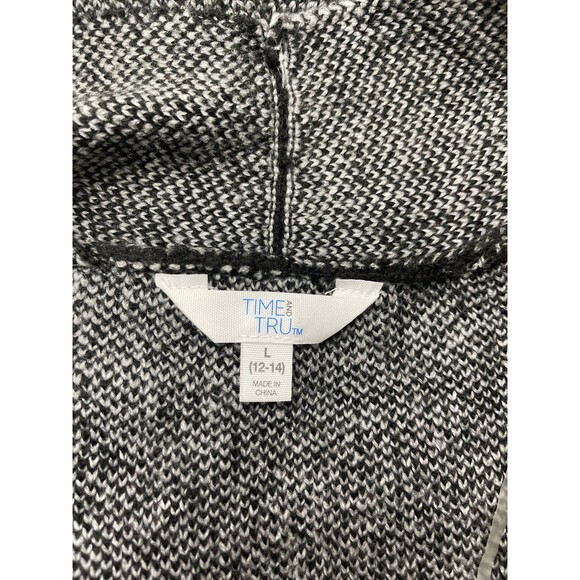 Time and Tru Double Knit Plaid Cardigan Size L(12-14) Black/Gray - Picture 4 of 5